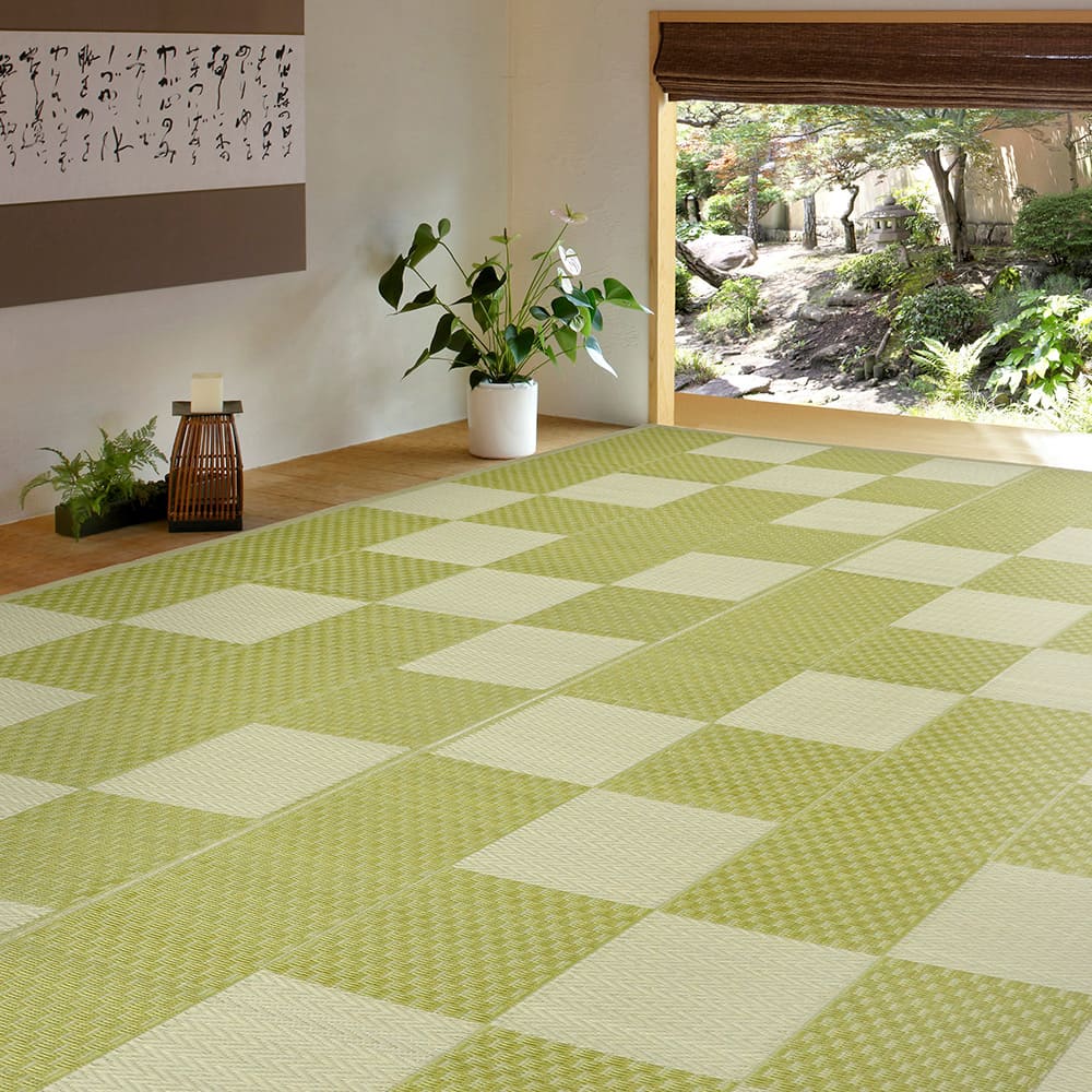 洗えるい草風カーペット 矢倉 江戸間2畳 グリーン メーカー直送 ▼返品・キャンセル不可【他商品との同時購入不可】