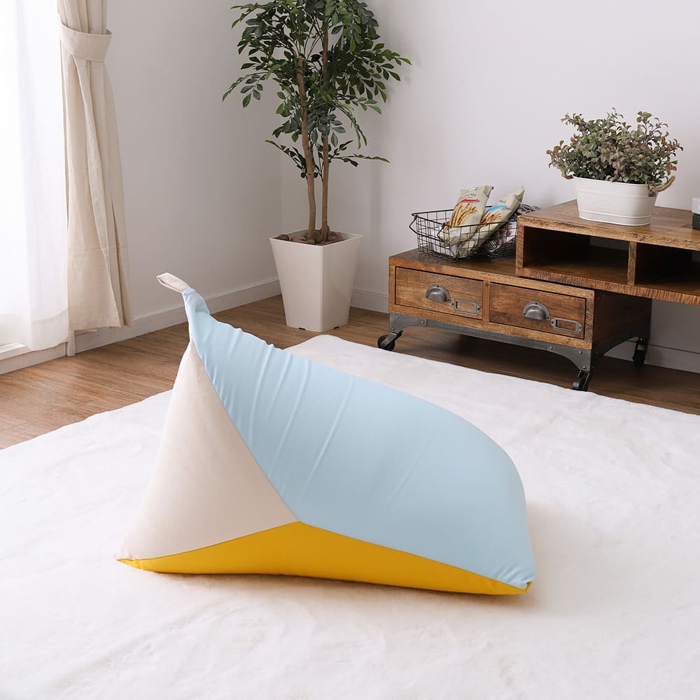 カラーが選べるリラックスビーズクッション ブルー／イエロー メーカー直送 ▼返品・キャンセル不可【他商品との同時購入不可】