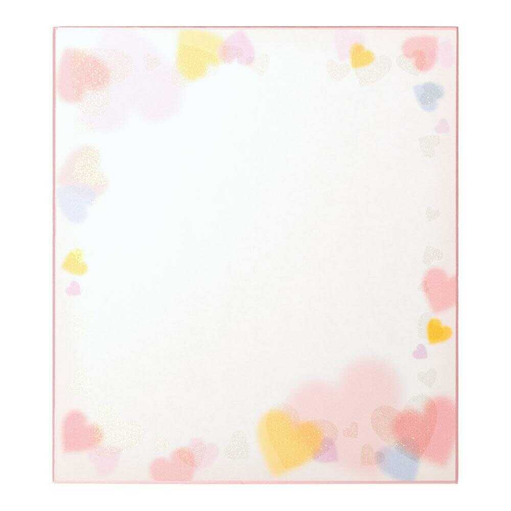 ミドリ カラー色紙 ラメ入りハート柄 1枚