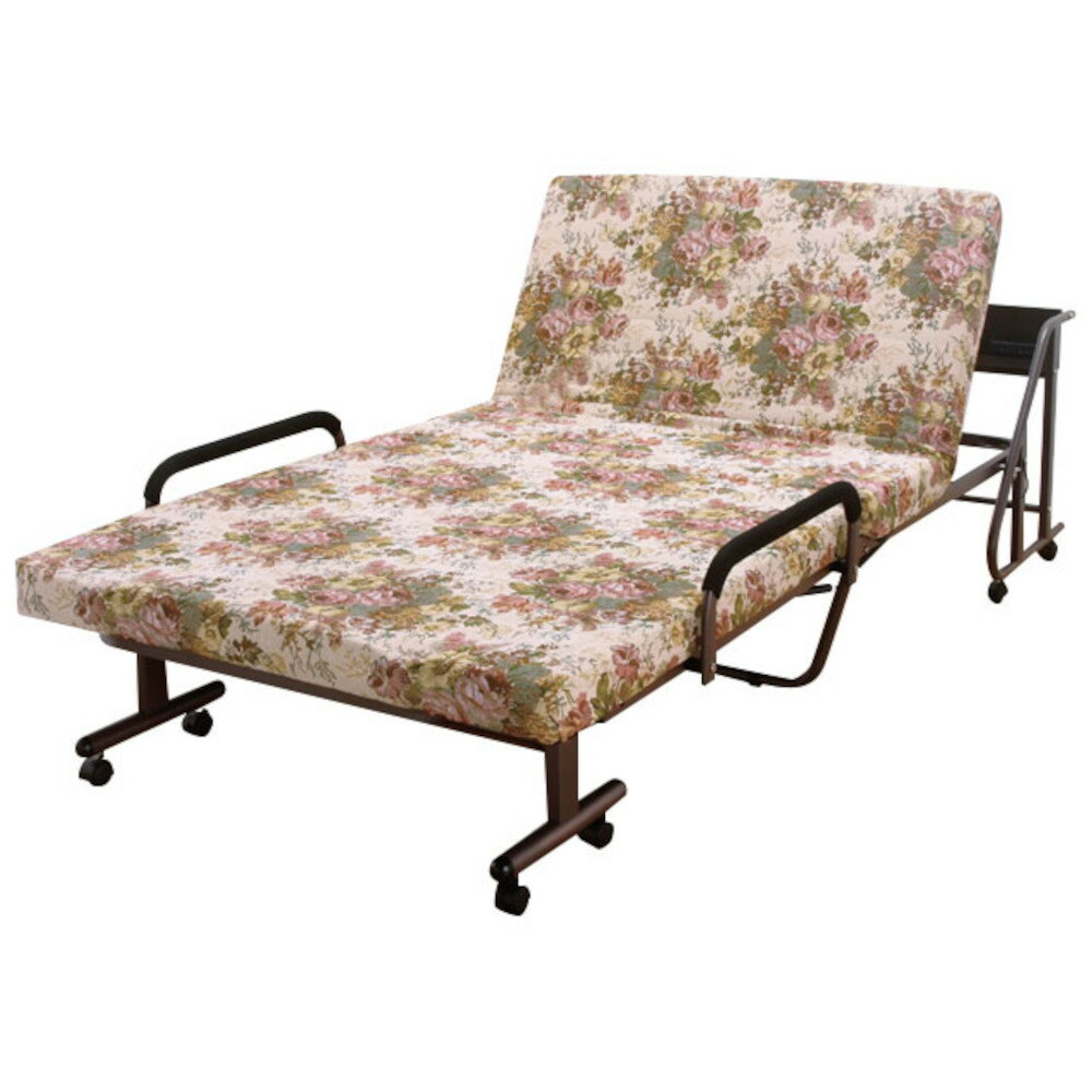 木製棚付収納式リクライニングベッド 手動 GB[0255710] メーカー直送 ▼返品・キャンセル不可【他商品との同時購入不可】