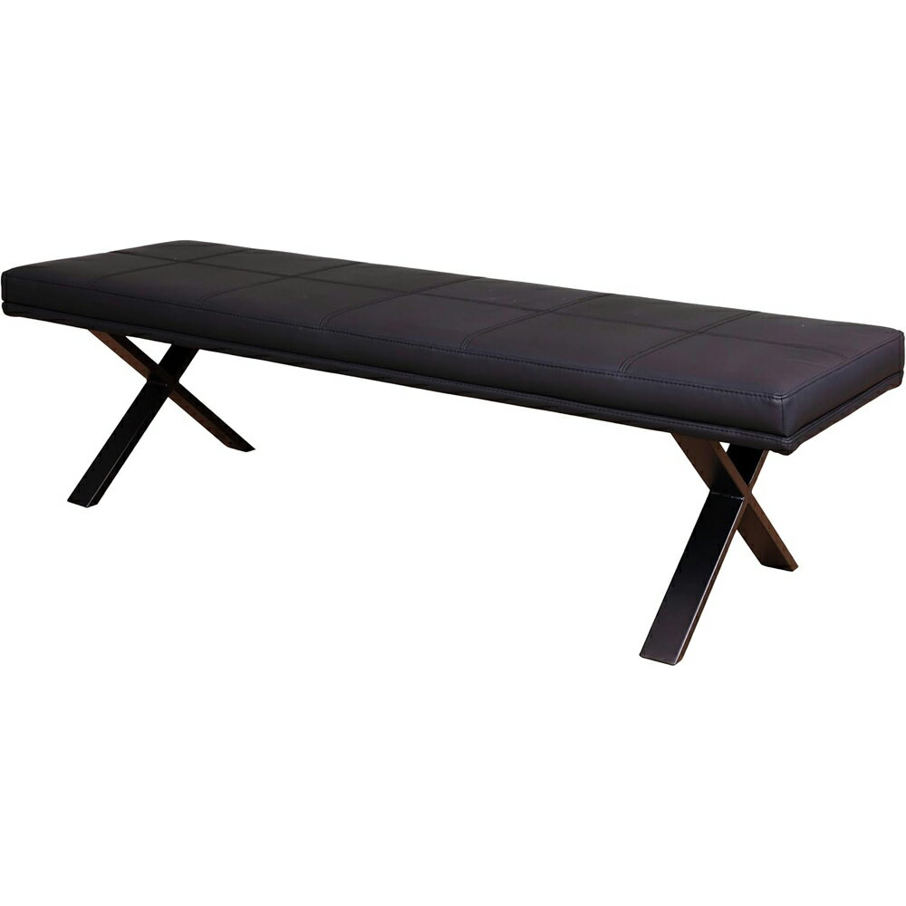 ダイニングベンチ Brescia PVC 背無 ブラック　メーカー直送　▼返品・キャンセル不可【他商品との同時..