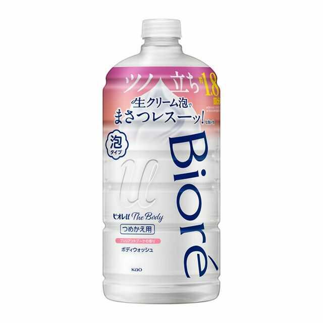 ■商品説明（製品の特徴） 現代人のカサつきがちな肌に。ツノ立ち生クリーム泡でまさつレスな手のひら洗いへ。超微細な泡で肌をこすらず汚れをオフして、みずみずしい健康素肌に。●カサつきがちなデリケート肌にも●赤ちゃんの肌にも●弱酸性●再生プラスチック（PET）ボトル使用●華やかなブリリアントブーケの香り■使用上の注意 つめかえ時のご注意必ず「ビオレuザボディ（ブリリアントブーケの香り）」の使用済み容器につめかえてください。液体タイプ・ジェルタイプ・他の泡タイプ（ハンドソープなど）にはつめかえないでください。泡にならない・ポンプが押せなくなります。●必ず使い切ってから全量つめかえてください。●注ぎ足しは、しないでください。●他の製品や異なった製造番号のものが混ざらないようにしてください。●つめかえ量は、ポンプボトルの「つめかえる時、これ以上液を入れない」の矢印の位置までにしてください。●つめかえ前にボトルの中とポンプ部分を水道水でよく洗い、水気を切ってください。ポンプ部分は逆さにして数回押し、ポンプ内に残った液も出し切ってください。●つめかえ用ボトルは、強く持つと液が飛び出ることがあるので、注意してください。●つめかえ後、このボトルの底の製造番号を控えておいてください。お問合せの際に必要な場合があります。●衛生的にお使いいただくために、2〜3回つめかえた後には、新しいポンプボトルにお取替えいただくことをおすすめします。ご注意●傷、湿疹等異常のある時は使わない。●赤み、かゆみ、刺激等の異常が出たら使用を中止し、皮フ科医へ相談する。使い続けると症状が悪化することがある。●目に入らないよう注意し、入った時は、すぐに充分洗い流す。異常が残る場合は眼科医に相談する。●高温になるところや直射日光のあたるところには置かない。●飲み物ではありません。●子供や認知症の方などの誤飲等を防ぐため、置き場所に注意する。■成分・分量 成分：水、グリセリン、PG、ココイルグルタミン酸Na、ラウラミドプロピルベタイン、エトキシジグリコール、DPG、ポリソルベート20、ラウレス硫酸Na、ラウレス‐6カルボン酸、PEG‐180、ポリクオタニウム‐39、ポリクオタニウム‐52、ラウレス‐16、エチルヘキシルグリセリン、イソデシルグリセリルエーテル、水酸化Na、EDTA‐2Na、EDTA‐3Na、クエン酸、水酸化K、BHT、安息香酸Na、フェノキシエタノール、香料、黄4■問合せ先 花王株式会社電話番号：0120‐165‐696受付時間9:00〜17:00（土曜・日曜・祝日を除く）■製造販売会社（メーカー） 花王株式会社■販売会社(発売元） 花王株式会社■原産国 日本■広告文責 株式会社サンドラッグ電話番号:0120‐009‐368■JANコード 4901301411334■ブランド ビオレ※パッケージ・デザイン等は、予告なしに変更される場合がありますので、予めご了承ください。※お届け地域によっては、表記されている日数よりもお届けにお時間を頂く場合がございます。