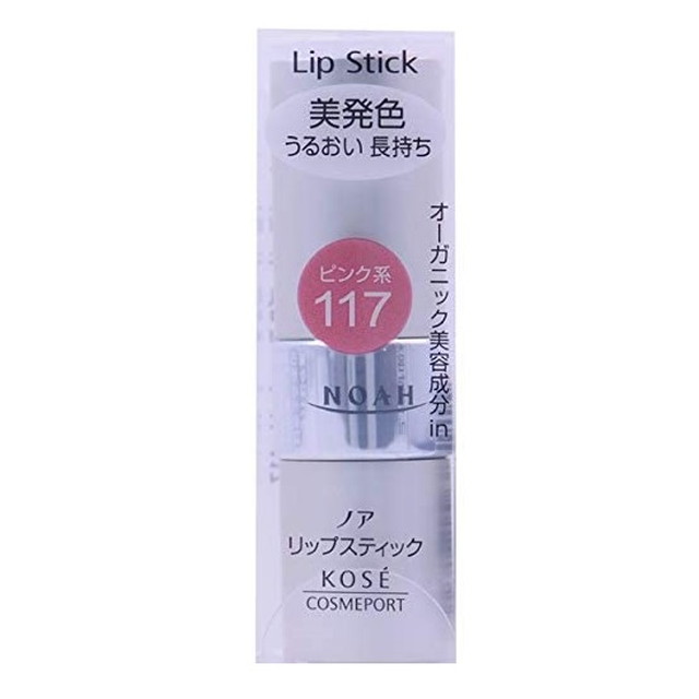 ■商品名(製品名） ノア　リップスティックMa　117■内容量 3.8g■商品説明（製品の特徴） うるおいに満ちた美しい発色を長時間キープするリップスティック。美容液成分配合。■成分・分量 エチルヘキサン酸セチル・トリイソステアリン酸ポリグリセリル−2・酢酸ラノリン・パラフィン・（エチレン／プロピレン）コポリマー・ヘキサ（ヒドロキシステアリン酸／ステアリン酸／ロジン酸）ジペンタエリスリチル・水添ロジン酸ペンタエリスリチル・ラウロイルグルタミン酸ジ（オクチルドデシル／フィトステリル／ベヘニル）・ポリエチレン・マイクロクリスタリンワックス・アンズ核油・オリーブ果実油・トコフェロール・ローズマリーエキス・BHT・シリカ・ジメチコン・ジメチルシリル化シリカ・ハイドロゲンジメチコン・パーフルオロオクチルトリエトキシシラン・ミネラルオイル・メチコン・レシチン・水添マイクロクリスタリンワックス・炭酸Ca・フェノキシエタノール・香料・マイカ・酸化チタン・酸化鉄・硫酸Ba・黄4・青1・赤202■問合せ先 コーセーコスメポート株式会社0800‐222‐2202受付時間：月〜金9：00〜17：00　祝祭日年末年始除く■製造販売会社（メーカー） 株式会社コーセー東京都中央区日本橋3−6−2■販売会社(発売元） コーセーコスメポート株式会社■原産国 日本■リスク区分（商品区分） 化粧品■広告文責 株式会社サンドラッグ電話番号:0120‐009‐368■JANコード 4971710385915■ブランド ノア※パッケージ・デザイン等は、予告なしに変更される場合がありますので、予めご了承ください。※お届け地域によっては、表記されている日数よりもお届けにお時間を頂く場合がございます。