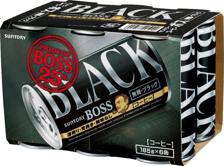 ◆サントリー ボス 無糖ブラック 6缶パック 185g×6【5個セット】のサムネイル