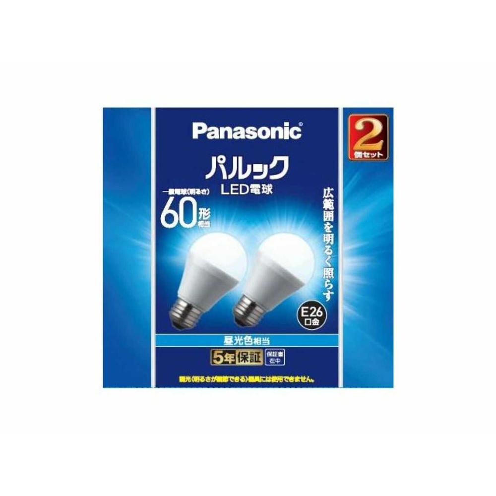 パナソニック Panasonic LED電球 60W形 昼光色 広配光 照明 E26 7W 屋内用 2個入 LDA7DGK62T