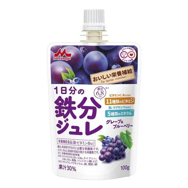 ◆森永乳業 おいしい栄養補給 1日分の鉄分ジュレ グレープ＆ブルーベリー 100g