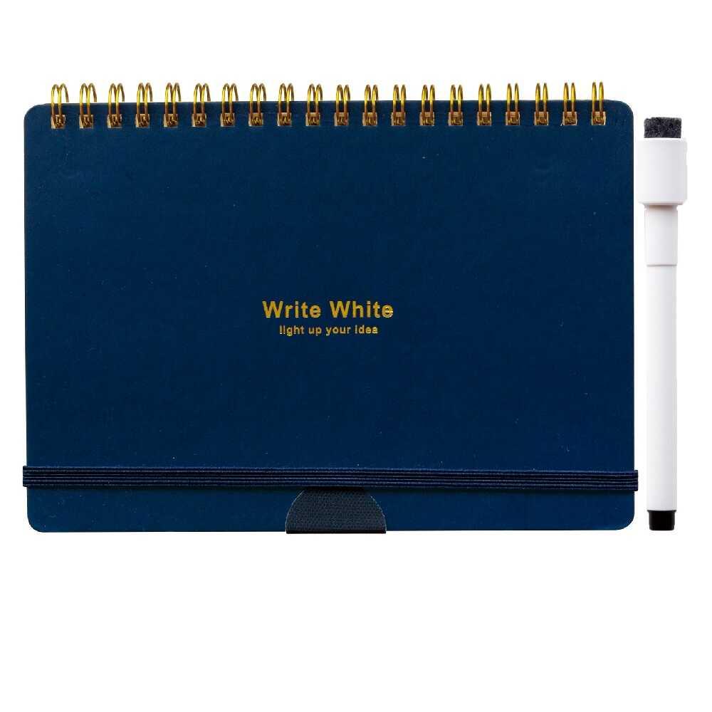 Write White ホワイトボードノートB6（NV） 8ページ、各ページの間に透明PPシート（4枚）