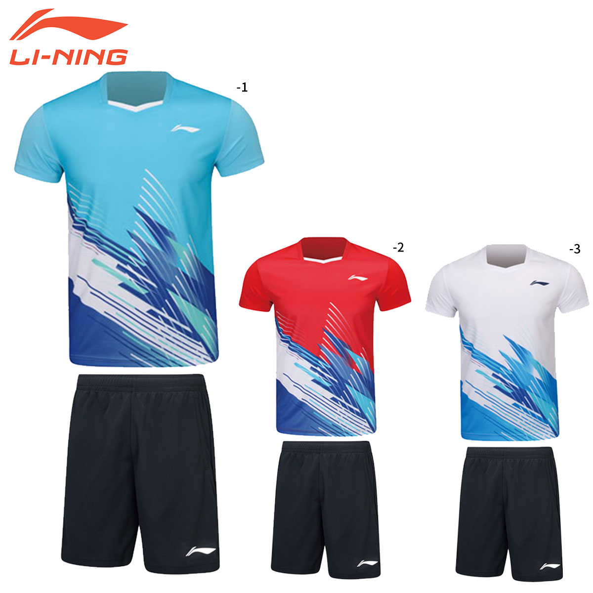 LI-NING AATT022 ゲームウェア＋ゲームパンツセット バドミントンウェア(ジュニア) リーニン【日本バドミントン協会審査合格品】