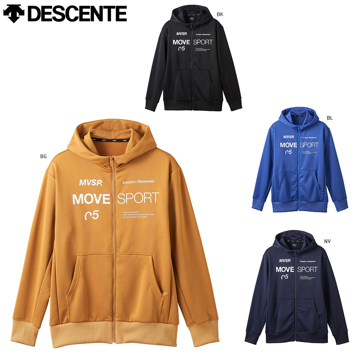 DESCENTE DMMWJF20 ウォームアップジャケット ライトスムーススウェット オーセンティックロゴ フルジップフーディー マルチトレ－ニング デサント 1