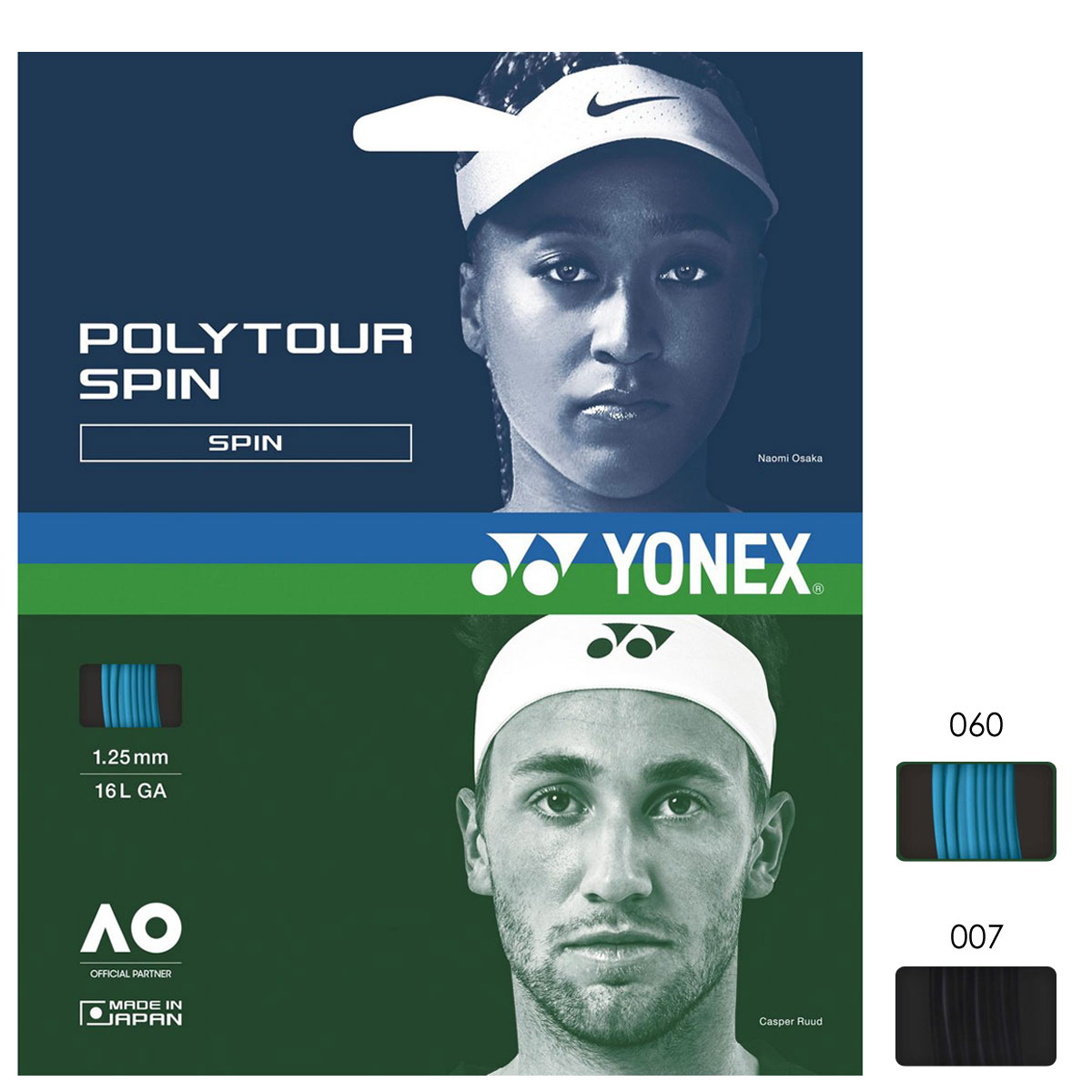 YONEX PTGSPN ポリツアースピン125(単張) POLY TOUR SPIN ストリング(ガット) テニス ヨネックス 2024SS【メール便可】
