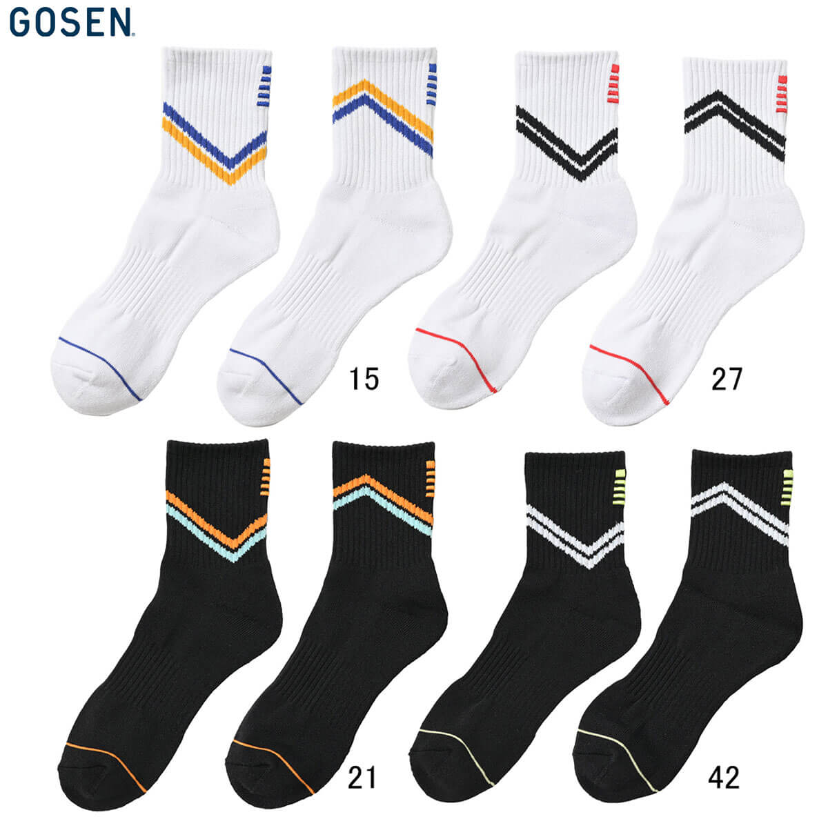GOSEN F2512 ミドルソックス 25-28cm(メンズ・ユニ) バドミントン・テニス ゴーセン 2025SS【メール便可】