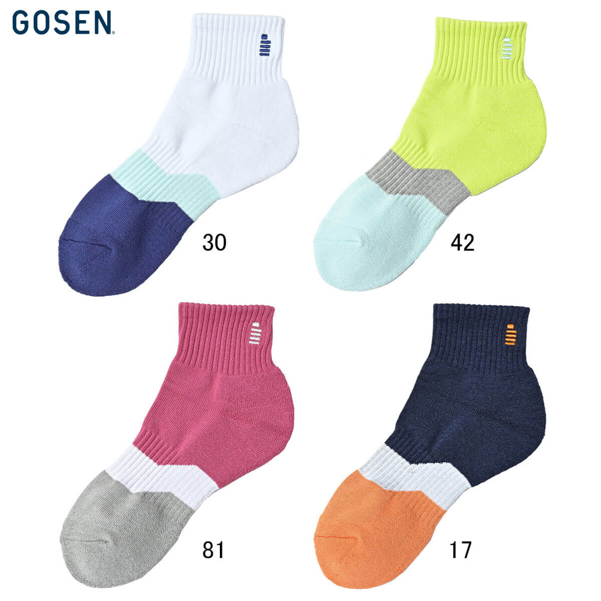 GOSEN F2514 ショートソックス 25-28cm(メンズ・ユニ) バドミントン・テニス ゴーセン 2025SS【メール便可】