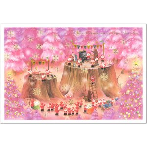 クリスマスカード ミニサンタカード S-413 グリーティングライフ 二つ折り グリーティングカード 手紙 季節 大人 シンプル 世界の医療団 寄付 募金