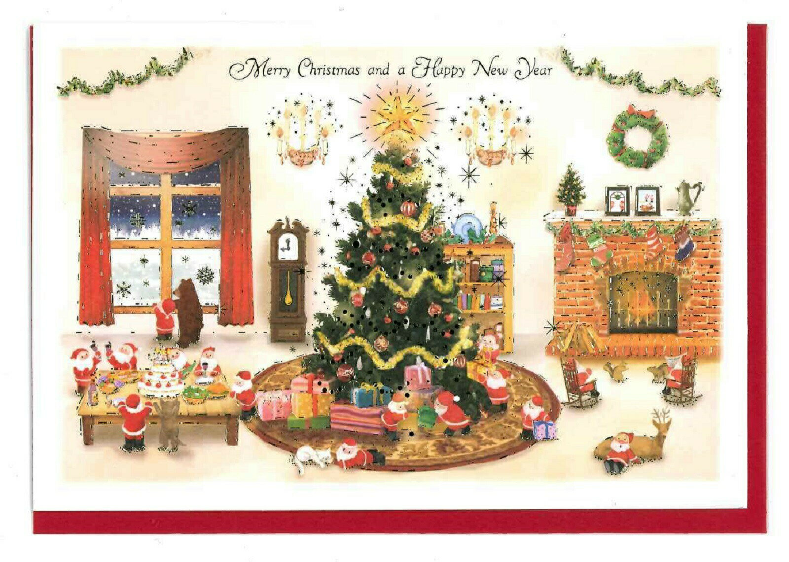 クリスマスカード ミニサンタカード S-391 グリーティングライフ 二つ折り グリーティングカード 手紙 季節 大人 シンプル 世界の医療団 寄付 募金