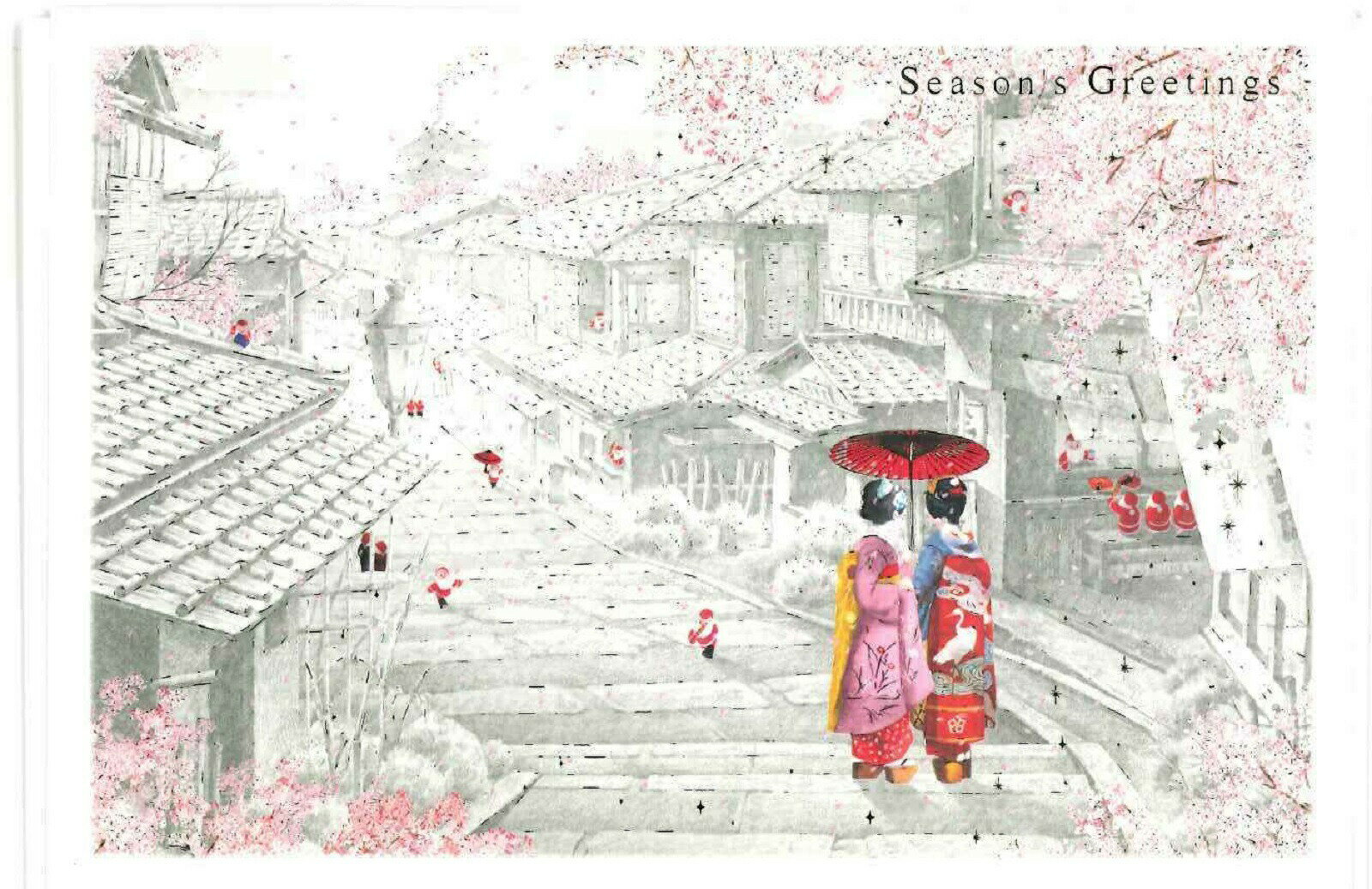 クリスマスカード 和風ミニサンタカード 舞妓 SJ-37 グリーティングライフ 二つ折り グリーティングカード 手紙 季節 大人 シンプル 海外向け 日本の名所...