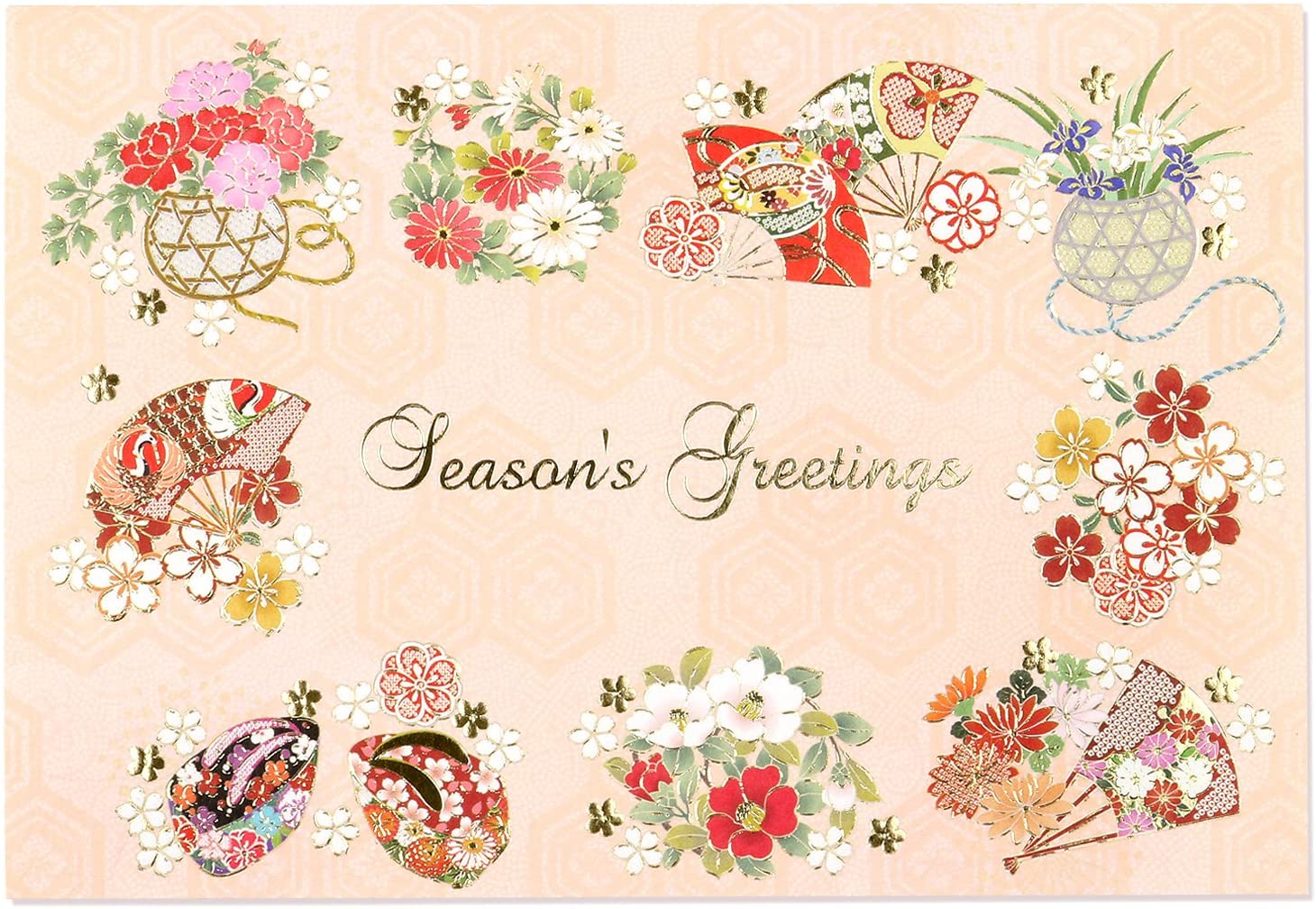 クリスマスカード 和風フォーマルカード 百花繚乱 SN-86 グリーティングライフ 二つ折り グリーティングカード 手紙 季節 大人 シンプル 海外向け おしゃ...