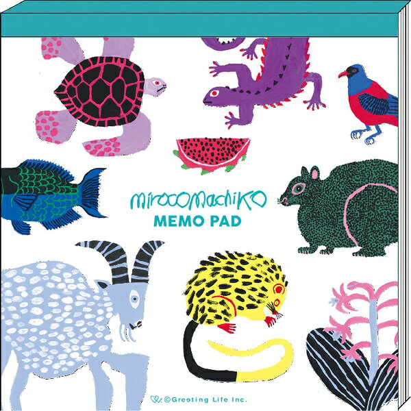 ミロコマチコ 4柄入りスクエアメモ あまみおおしま MRN-59 グリーティングライフ 文具 大人 可愛い キャラクターグッズ メモ帳 四角 伝言