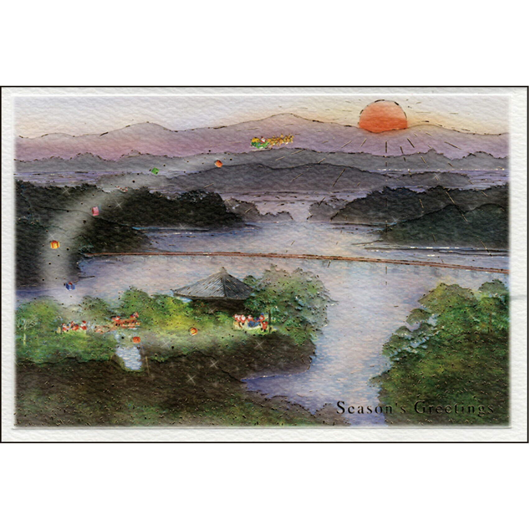 クリスマスカード 和風ミニサンタカード 東北 松島 SJ-49 グリーティングライフ 二つ折り グリーティングカード 手紙 季節 大人 シンプル 海外向け 日本...