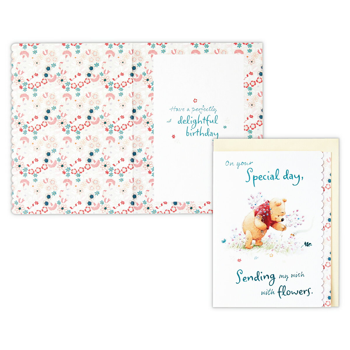 バースデーカード 立体 ディズニー プー/花摘み 833602 日本ホールマーク グリーティングカード 誕生日 お祝い 手紙