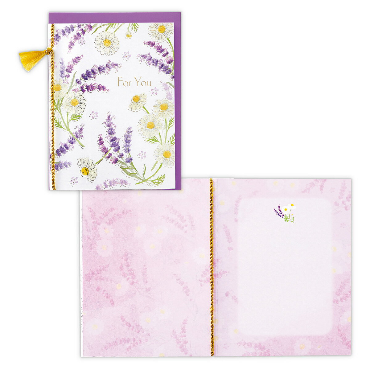 多目的カード タッセル付き ラベンダー/クリアーアンドフレッシュ 829957 日本ホールマーク グリーティングカード 大人 子供 手紙 花