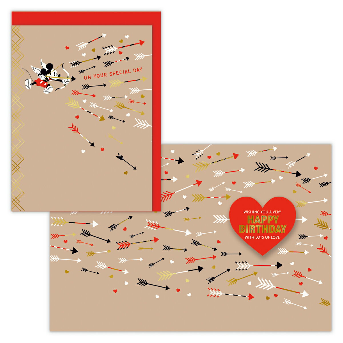 バースデーカード ディズニー ミッキーハート/USA Design 830397 日本ホールマーク グリーティングカード 大人 子供 手紙 誕生日 お祝い おめ...