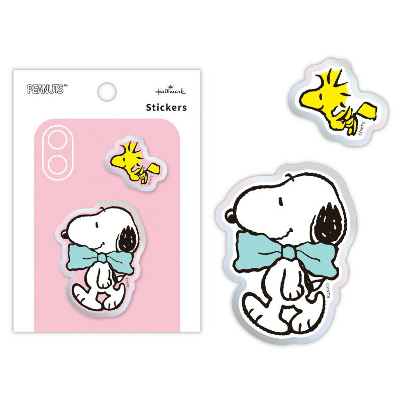 Rakuten - 【20%OFF】スヌーピー アクリル素材ステッカー オーロラ箔リボン 854041 日本ホールマーク キャラクターグッズ かわいい 大人 デコ立体 トウメイ スマホデコ