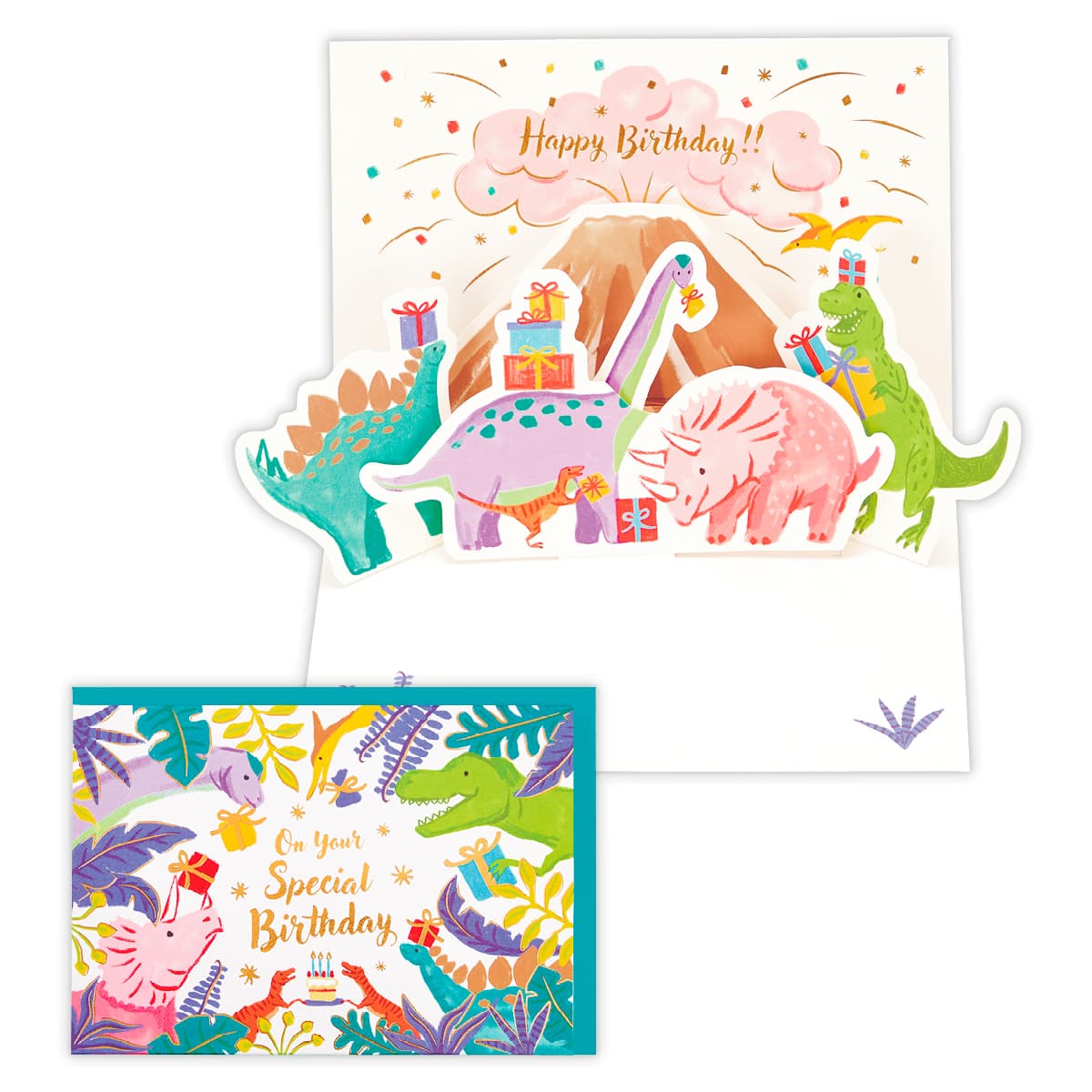 バースデーカード 立体 恐竜バースデー 844189 日本ホールマーク グリーティングカード 大人 子供 手紙 挨拶 メッセージ 誕生日 お祝い 二つ折り 男の...