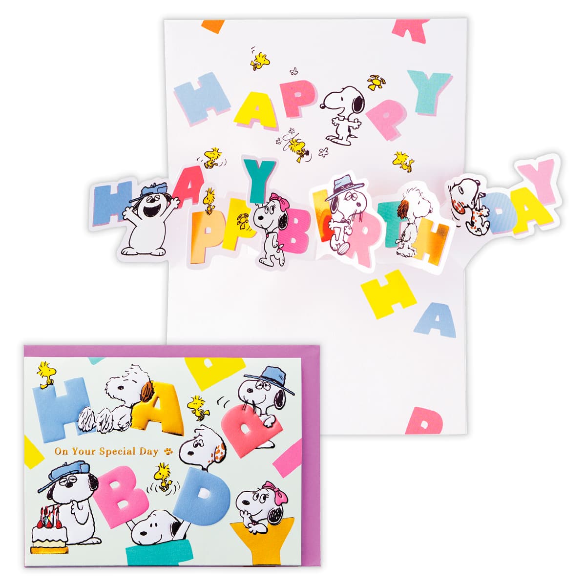 バースデーカード 立体 スヌーピー きょうだいと文字でお祝い 846008 日本ホールマーク グリーティングカード かわいい 大人 子供 キャラクター 誕生日 ...