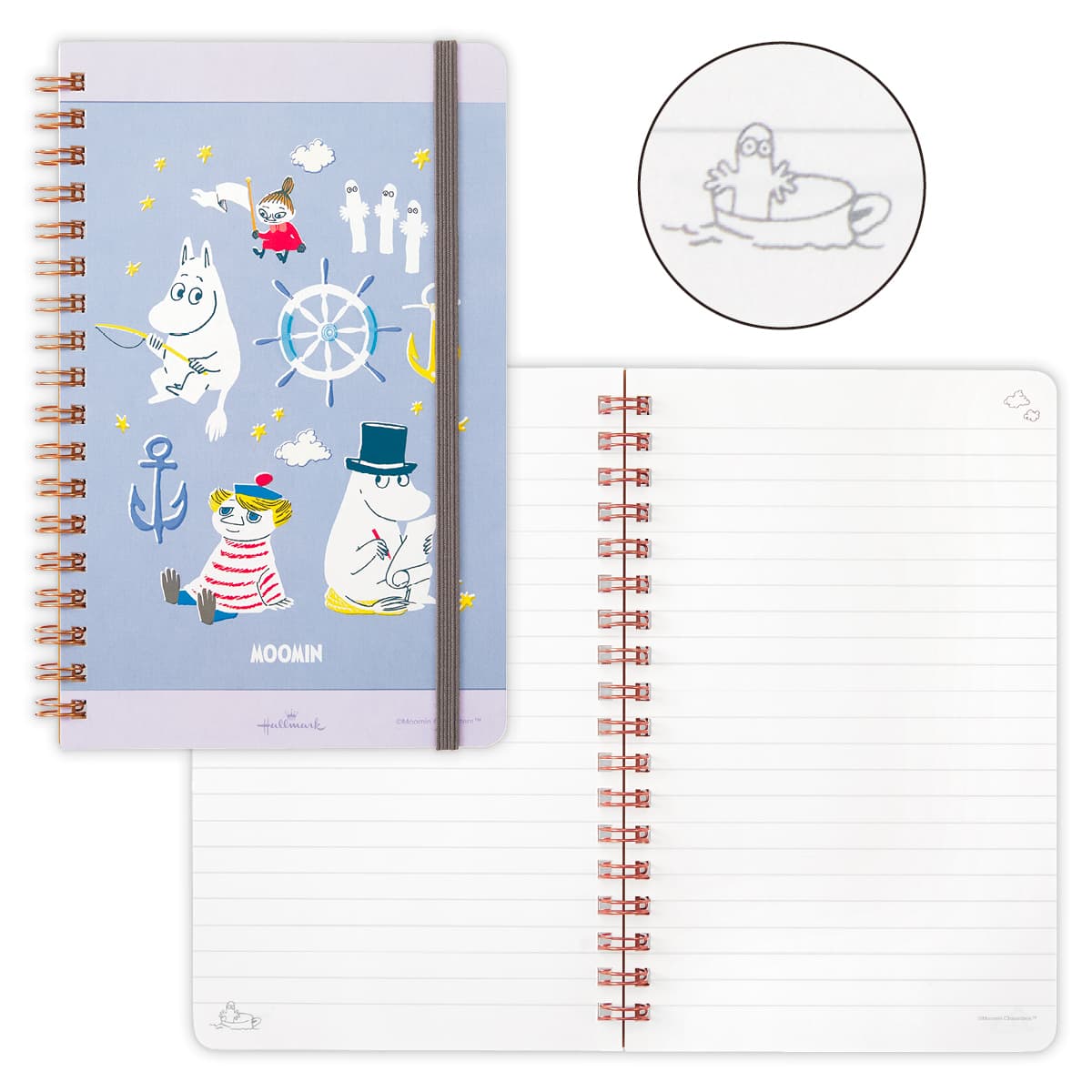 ムーミン リングノート スリム変形サイズ ブルー MOAD 843526 日本ホールマーク キャラクターグッズ 大人 子供 かわいい 文具 記録 記入 メモ