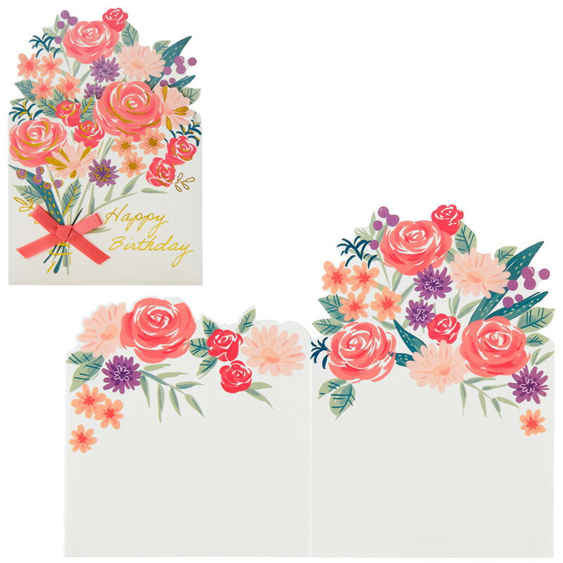 バースデーカード 誕生日祝い 花束 ピンク BD182-3 981257 サンリオ sanrio 誕生日 お祝い 大人 手紙 花束 きれい