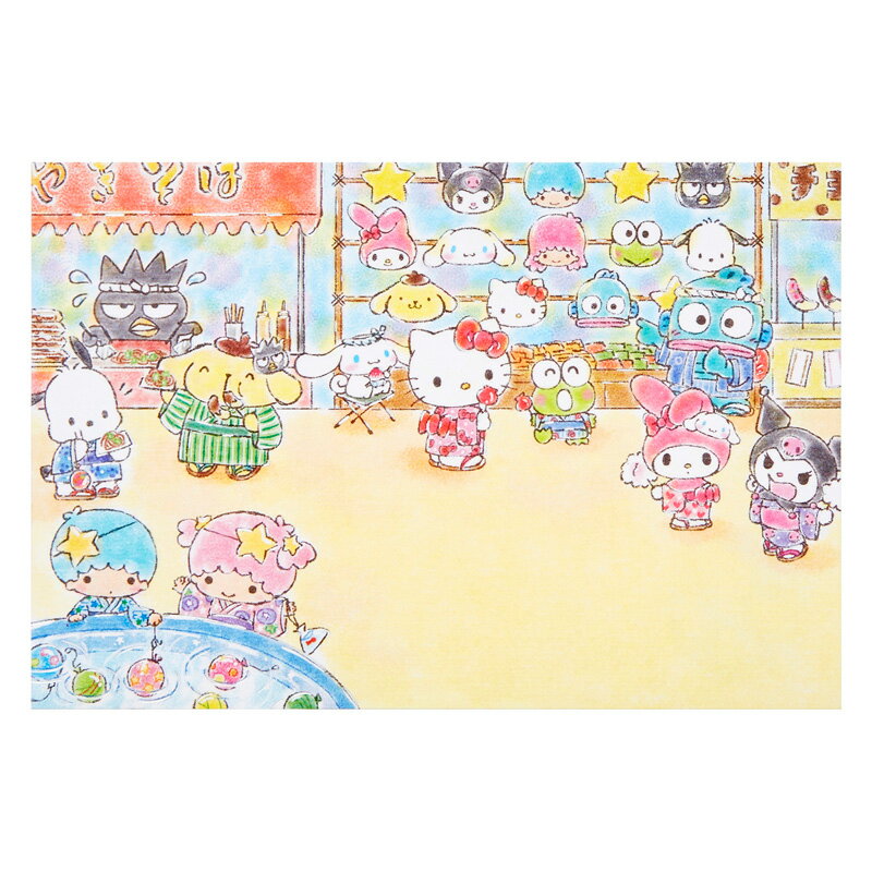 サマーカード ポストカード キャラクターミックス縁日(3枚入り) JSP 28-4 384747 サンリオ sanrio グリーティングカード 夏 季節 手紙 挨拶 暑中見舞い ポスカ ハンギョドン ポチャッコ キティ