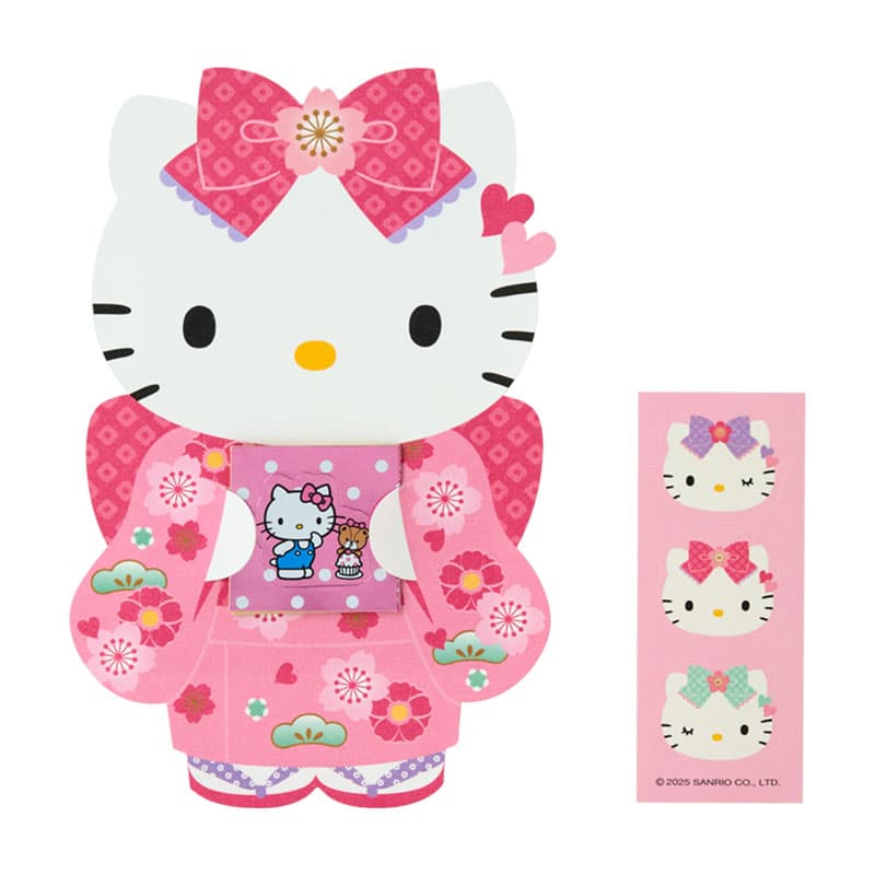 年賀ぽち袋 ハローキティ 着物 シール付(3枚入り) 093408 サンリオ sanrio ポチ袋 封筒 お正月 午 ウマ年 馬 干支 三つ折り ダイカット