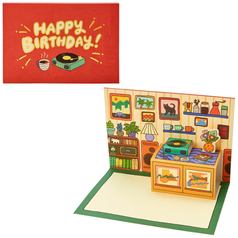バースデーカード レコード部屋 BD163-3 950700 サンリオ sanrio グリーティングカード 誕生日 お祝い 手紙 立体 二つ折り ポップアップ ...