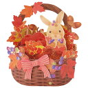 秋カード かごにウサギ JAU 14-3 012751 サンリオ sanrio グリーティングカード 季節 オータム 紅葉 秋柄