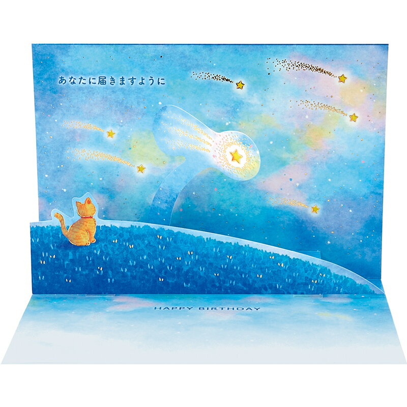 次回入荷10月下旬予定 バースデーカード ポップアップ 流れ星とネコ BD107-2 831654 サンリオ グリーティングカード sanrio お祝い 誕生日...