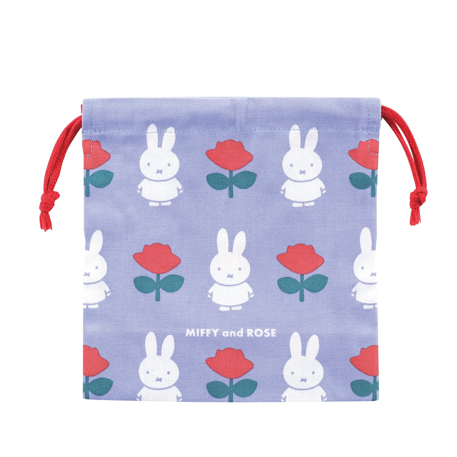 Miffy and ROSE 巾着袋(S)A MF857A クツワ ミッフィー キャラクターグッズ 文具 ローズ かわいい 大人 きんちゃく袋 うさぎ DickBruna ディックブルーナ 給食袋 巾着袋 小物入れ きんちゃく 入園 入学 新生活 コップ袋