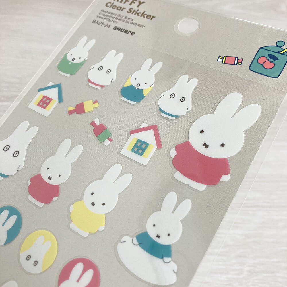 【メーカー完売のため在庫限り】ミッフィー クリアシールスクエア BA21-24【miffy ディックブルーナ DickBruna 大人 グッズ かわいい 文具 ステッカー ラベル】