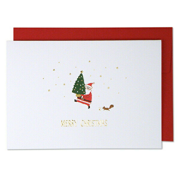 クリスマスカード カジュアル 赤 GX4144 イーズプロダクツ EASE グリーティングカード シンプル おしゃれ かわいい きれい サンタクロース