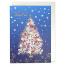 クリスマスカード ベーシック 青 ツリー GX4114 イーズプロダクツ EASE グリーティングカード シンプル きれい ツリー きらきら