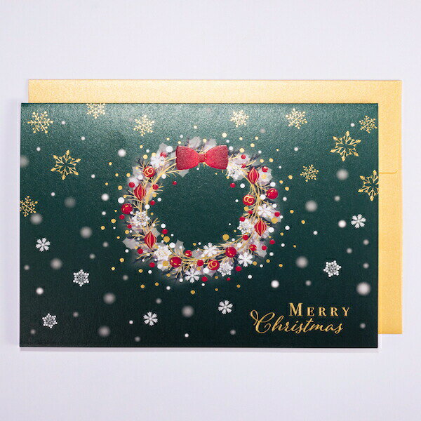 クリスマスカード ベーシック リース 緑 GX4205 イーズプロダクツ EASE グリーティングカード 手紙 サンタ シンプル 恋人