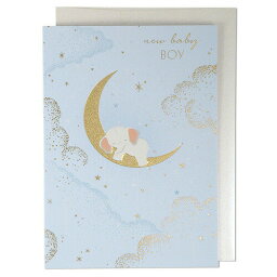 イーズ　メッセージカード ベビーカード BOY ブルー 象GC-1093 イーズ【グリーティングカード 封筒付き メッセージカード 立てて飾れる 立体 出産祝い おめでとう 0歳 男の子 女の子 かわいい 新生児】