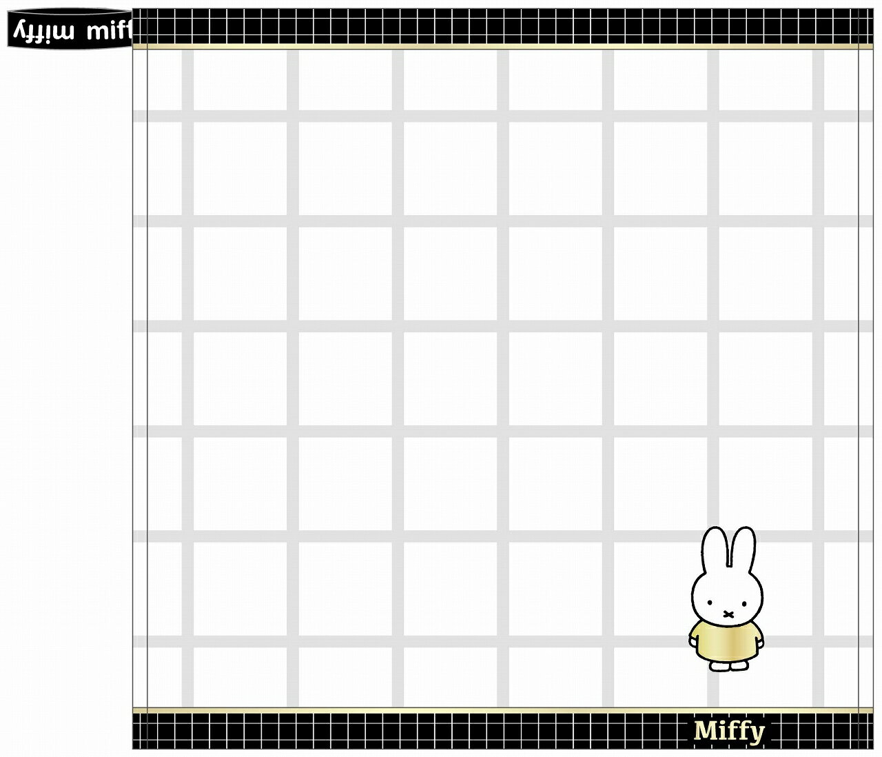 シンプルなデザインにゴールド糸のワンポイント刺しゅうがシックな、ミッフィーのミニタオルです。 便利なループ付き。 プレゼントにもぴったりです♪ ■サイズ：H250×W250mm ■中国製▼当店では在庫管理システムにより複数のオンライン店舗の...
