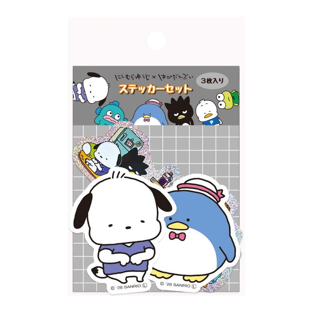 Rakuten - ステッカーセット にしむらゆうじ×はぴだんぶい　ポチャッコ＆タキシードサム 001821-53 エムプラン キャラクターグッズ かわいい サンリオ シール デコレーション 交換 ダイカット ホログラム プレゼント