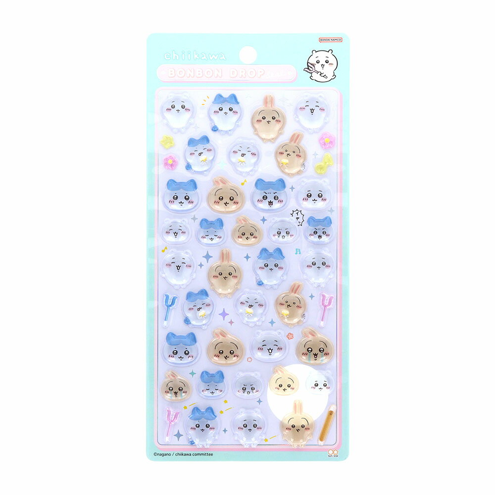 ちいかわ ボンボンドロップシール ちいかわ×ハチワレ×うさぎ S8542945 サンスター文具 キャラクターグッズ 大人 ナガノ かわいい ステッカー デコレーション 立体 推し活 硬質ケース スマホケース トレカ チェキのサムネイル