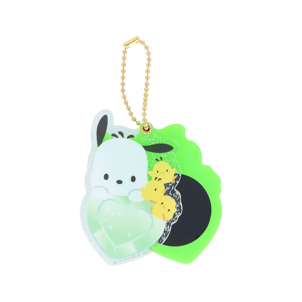ミラー付アクキー はあとぎゅっ ポチャッコ&ピーちゃんズ S8349584 サンスター文具 キャラクターグッズ サンリオ かわいい 大人 学生 推し活 鏡 身だしなみ スライド アクリルキーホルダー マスコット