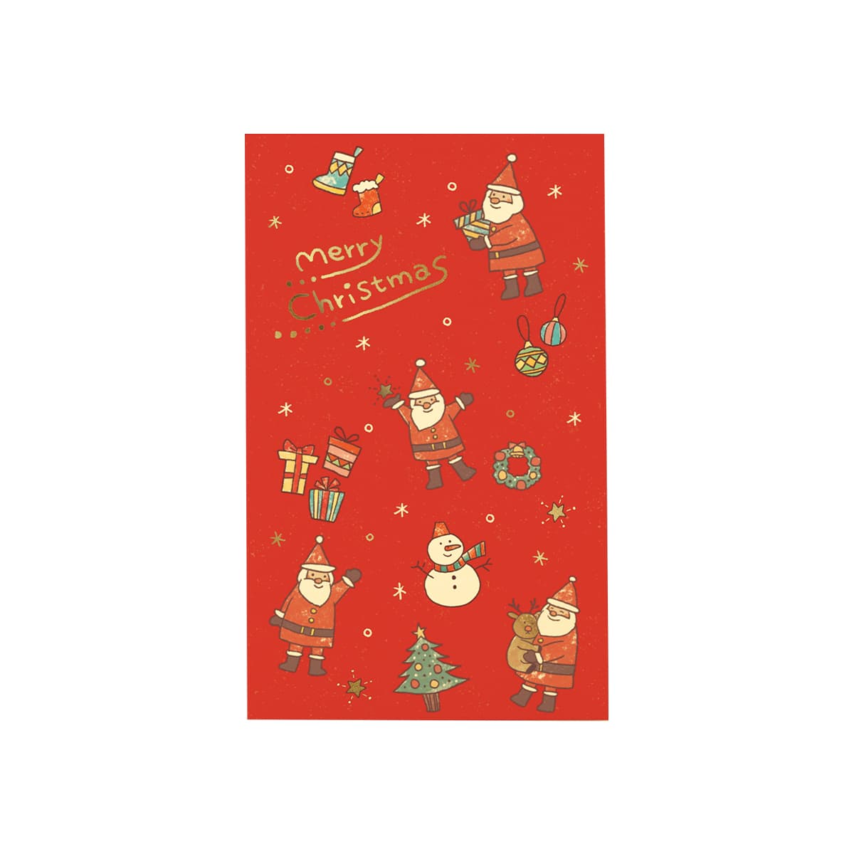 クリスマスポチ袋S ほっこりサンタ CP014 包む X'mas サンタクロース 子供 孫 大人 かわいい 封筒 三つ折り 折って