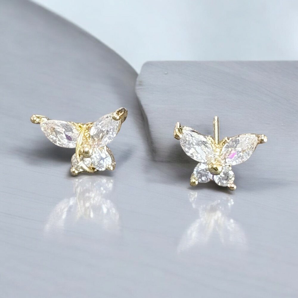 乐天商城 - 3000007 ゴールドバタフライピアス ゴールドピアス バタフライピアス 蝶のピアス クリスタルピアス エレガントピアス レディースアクセサリー ファッションジュエリー プレゼント用ピアス 軽量ピアス シンプルデザインピアス