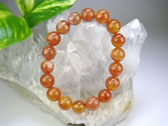 【ブレスレット】ファイヤーアゲートΦ9.8±0.5mm【一点物】