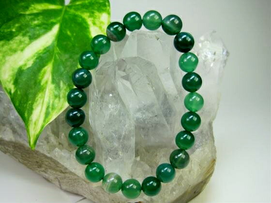 【均一ブレスレット】緑縞メノウ(熱処理)Φ8±0.2mm