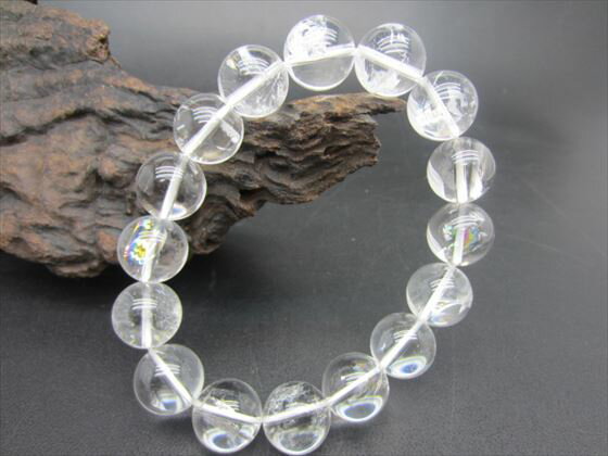 【ブレスレット】ヒマラヤレインボー水晶(アイリスクォーツ) 品質AAAΦ14±0.2mm【鑑別書付き】【一点物】